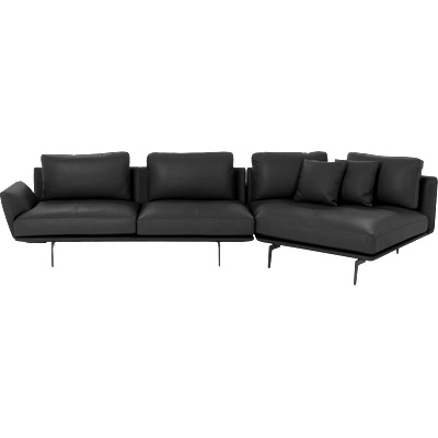 Carmen Кожен ъглов диван gram lux - черен (3551218)