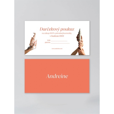 Andreine-Darčekový poukaz na produkty | Fyzická karta