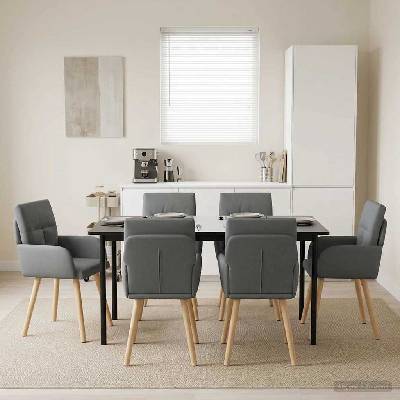 vidaXL Обедени столове 6 pcs Текстил Тъмносиво 60 x 56 x 96 см (3428366)