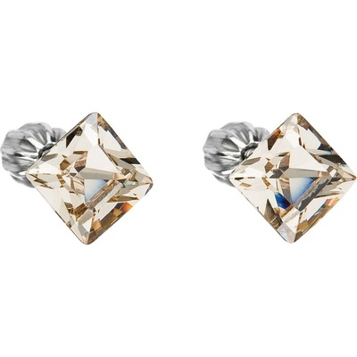Pavona Stříbrné náušnice pecka s krystaly Swarovski hnědý čtverec 31065.3