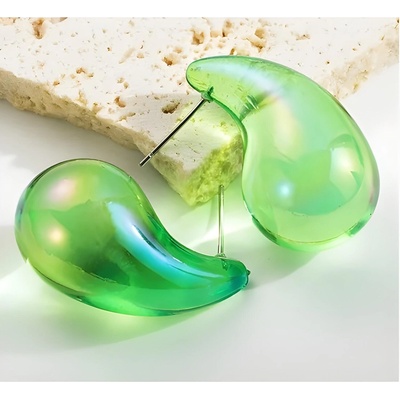 HARAHU Обеци bi-30232 - Зелена / Прозрачна kp30232 (bi-30232)