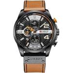 Curren Мъжки часовник Curren Jarar, Хронограф, Кожена каишка , Кафяв / Черен (CURREN-8393-BROWN-BLACK) Часовници