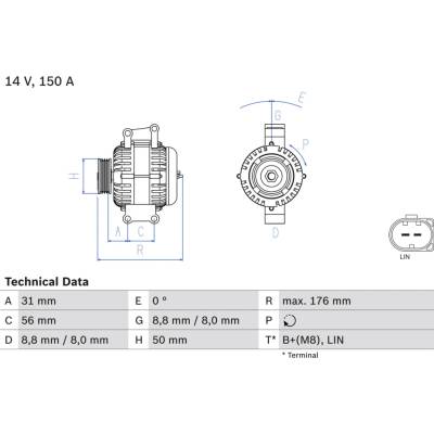 Alternátor BOSCH 0 986 047 150