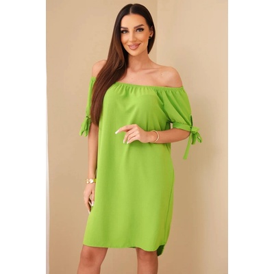 Kesi Pistachio dress with ties on the sleeves svetlozelená