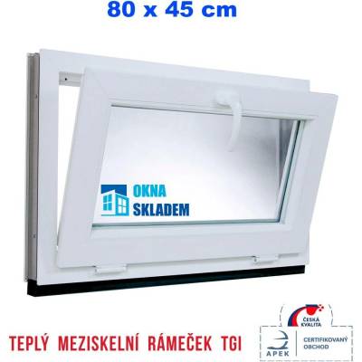 ERKADO Plastové okno 800 x 450 mm bílé sklopné
