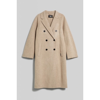 Karl Lagerfeld wool blend double face coat kabát hnedá