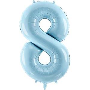 Party Deco Фолиев Балон Цифра, Светло Синьо, 86см - 8 (fb1p-8-001j)