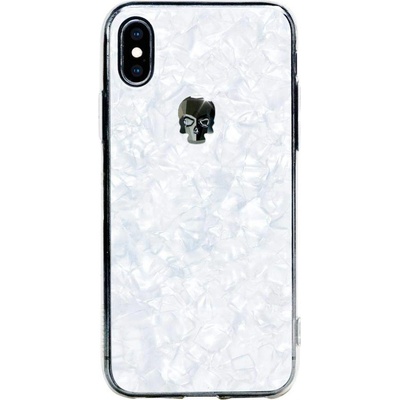 Bling My Thing TPU Treasure Jet Hematite Skull Swarovski - силиконов (TPU) калъф с череп от кристали Сваровски за iPhone XS, iPhone X (бял)