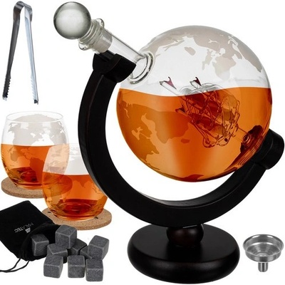 Malatec Darčeková súprava Karafa na Whisky " Globus" + príslušenstvo