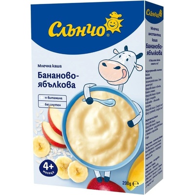Слънчо Бананово ябълкова млечна безглутенова каша Слънчо - 200 г