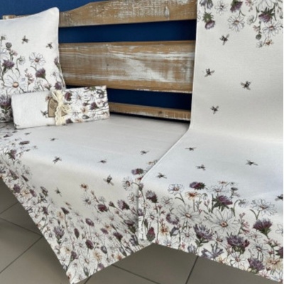 Tegatex Gobelínový ubrus chenille kopretiny a včelky 40x140 cm