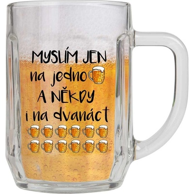Bohemia Gifts Dárkový půllitr Myslím jen na jedno 500 ml