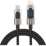 Lito - Кабел за данни (LD09CL) - Lightning към Type-C, 36W високоскоростно зареждане, LED дисплей, 1.2 м - Черен