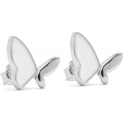 Rafity stříbrné náušnice motýl s perletí Motýl E0221PZ-18 čiré