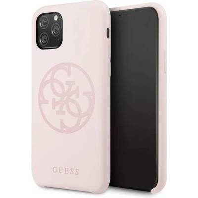 GUESS 4G Tone on Tone Silicone Hard Case - силиконов (TPU) калъф за iPhone 11 Pro (розов)