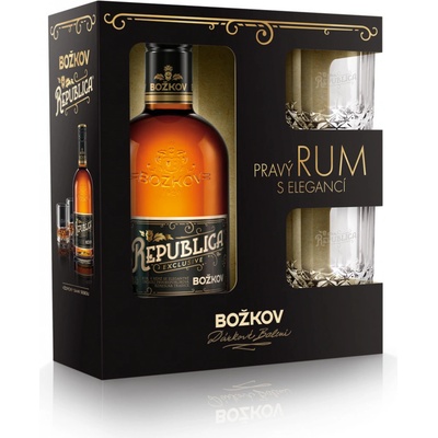Božkov Republica Exclusive 8y 38% 0,5 l (dárkové balení 2 sklenice)