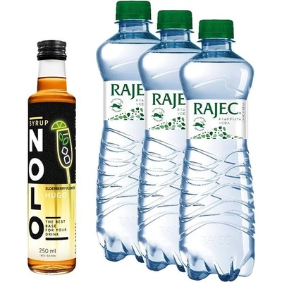 Nolo Hugo sirup 250 ml & Rajec jemně perlivá 3 x 0,75 l