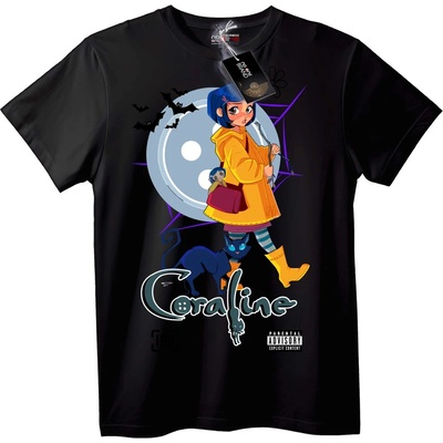 NOONEBRAND Тениска Филм Coraline - 5XL, Black