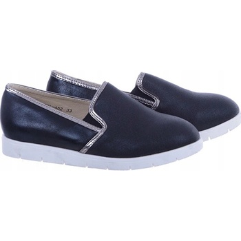 Dievčenské zasúvacie poltopánky čierno-strieborné