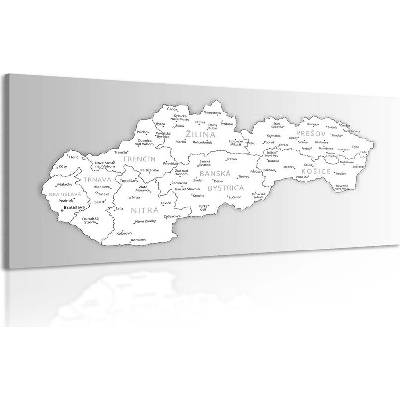 Obraz čiernobiela mapa Slovenska - 120x60