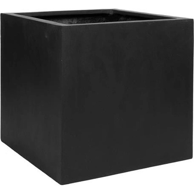Pottery Pots květináč čtvercový Block M Black Natural Fiberstone 40 x 40 x 40 cm