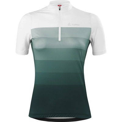 Löffler Дамска фланелка с къс ръкав за колоездене Löffler Women's Bike Jersey Half-Zip Rainbow Mid Cycling jersey - Forest - размер 42 (EU) (156-2418-0515)
