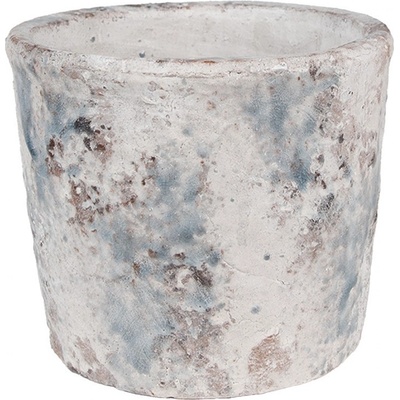 Clayre & Eef Bílo-šedý antik terakotový květináč Teracci L 18x15 cm
