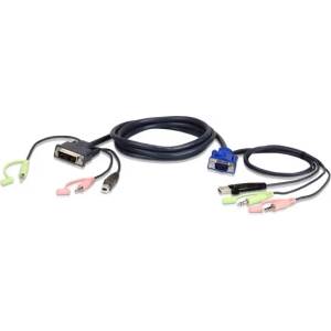 ATEN KVM кабел USB VGA-DVI-I Audio, 1, 8 м - 2L-7DX2U (2L-7DX2U)