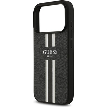 CG Mobile iPhone 17 Pro GUESS 4G PRINTED STRIPES Силиконов протектор за телефон, удароустойчив, MagSafe, черен GUHMP17LP4RPSK (GUHMP17LP4RPSK)