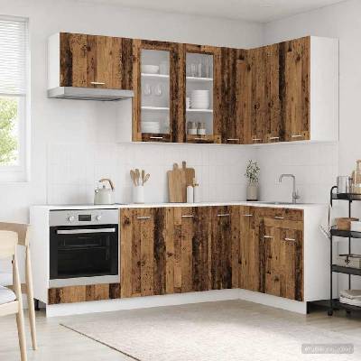 vidaXL Кухненски единица LYON 8 pcs Старо дърво Инженерна дървесина (3438513)
