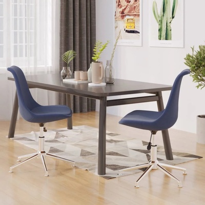 vidaXL Въртящи се трапезни столове, 2 бр, сини, текстил (338365)