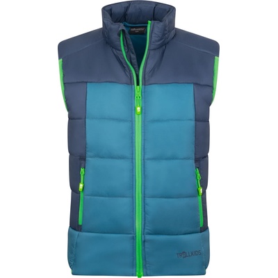 TROLLKIDS Детски синтетичен елек Trollkids Kid's Hardanger Vest Synthetic vest - Mystic Blue / Dark Marine / Fresh Green - размер 140 (EU) (703-4663-0317)