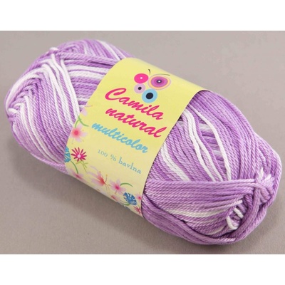 Priadza Camila natural multicolor - fialovobiela - číslo farby 9133