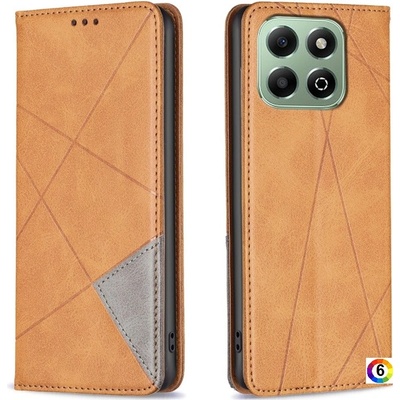 Huawei Honor X6b Rhombus Texture Magnetic Wallet Кожен Калъф и Протектор