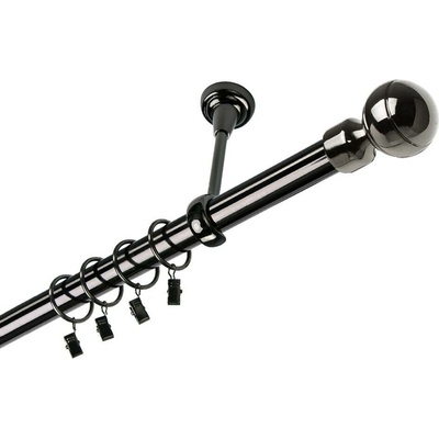 OK-GarnýžeCY Garnýž kovová jednořadá 25mm Paola onyx 220 cm do stropu / kroužky s žabkou