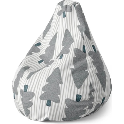 Sablio Sedací vak Pear Sivé stromčeky 140 x 100 x 25 cm