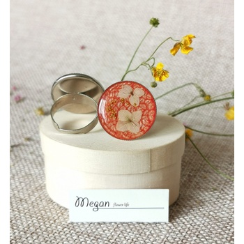 Meganflo Пръстен Бяла хортензия Оранжада