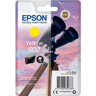 Epson original ink C13T02V44020, 502, T02V440, yellow, 165str. , 3.3ml (C13T02V44020)