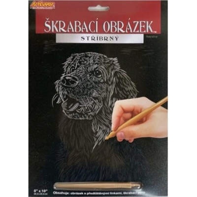 Vyškrabovací obrázek stříbrný 20x25 cm Kočka