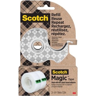 3M Самозалепваща лента на метален диспенсър с 2 ленти, 19 mm x 13, 9 m, 3M SCOTCH "Magic", прозрачна 7100334048 (7100334048)