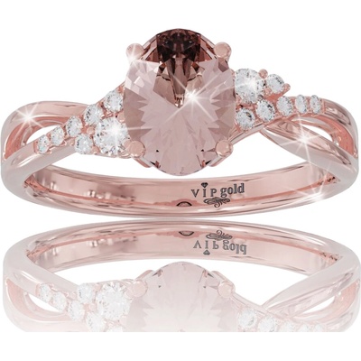 VIPgold Diamantový prsteň s morganitom v červenom zlate R34769c