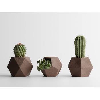 Комплект 3 броя кашпи Atina тъмнокафяв мат