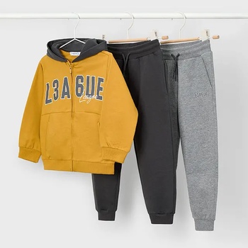 Mayoral Анцуг ватиран трикотаж с 2 панталона basic в цвят горчица и сиво за мини момче Mayoral