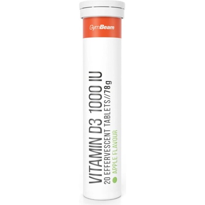 GymBeam Vitamín D3 1000 IU jablko 20 šumivých tabliet
