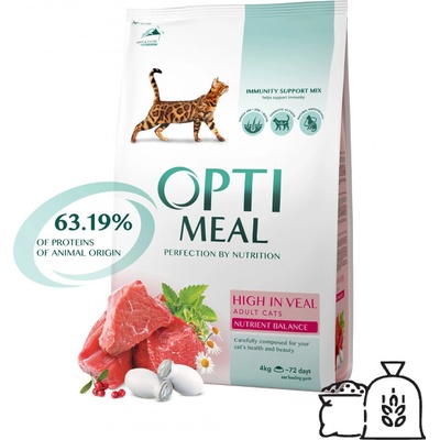 OPTIMEAL Superpremium pre dospelé mačky s teľacím mäsom 4 kg