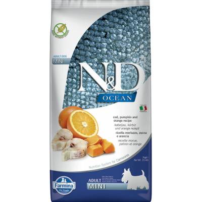 N&D Ocean Adult Mini Treska s tekvicou a pomarančom 2 x 7 kg