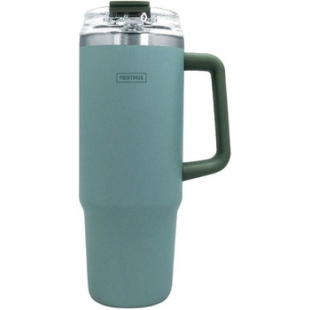 Nerthus (Испания) Двустенна термочаша Nerthus с дръжка и сламка в зелен цвят - 900 мл (VB FIH 1440)