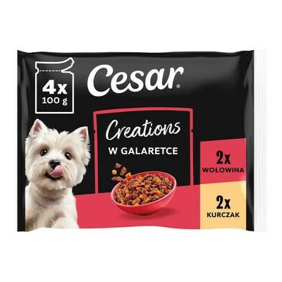 Cesar Creations Kurča s hráškom a Hovädzina s mrkvou v omáčke pre dospelých psov 4 × 100 g