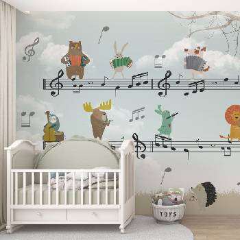 Image 1 of Decono Детски Фототапет Музикални Животни