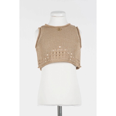 Twinset Girl Top s háčkováním béžový